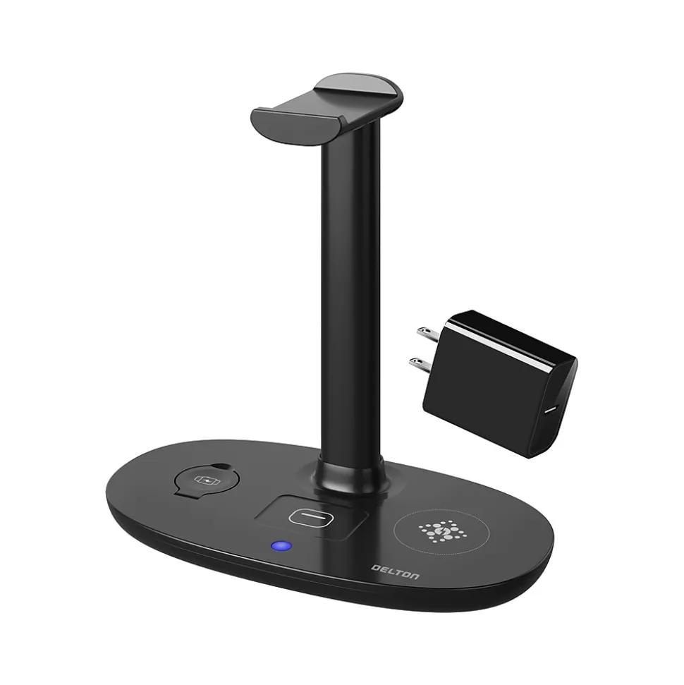HS1 Headset Stand and Wireless Charger with USB Type-C PD Adapter (DHSWC1) | Delton Discount