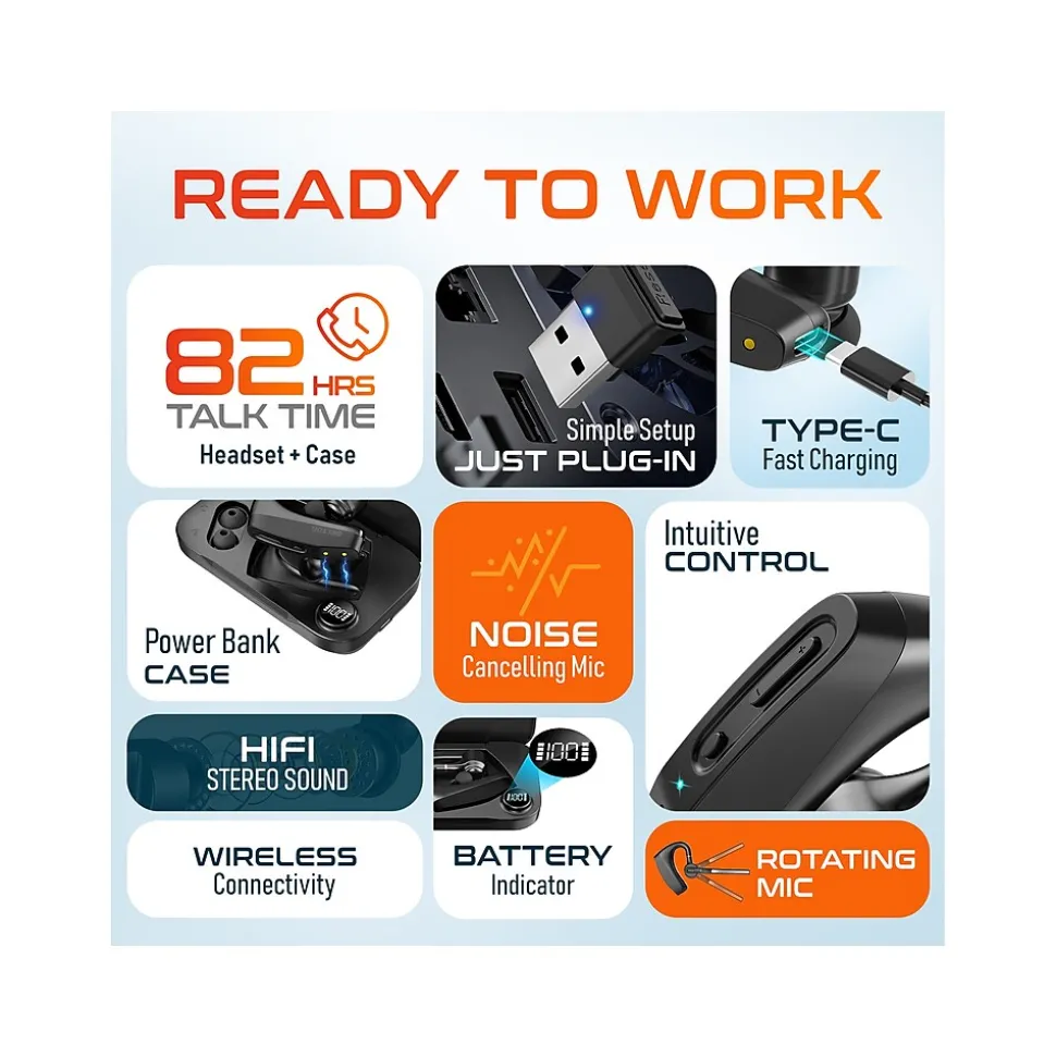 K130 Wireless Noise Canceling Bluetooth Computer Earbud Headset, MS Teams, Black (DBHK130) | Delton Cheap
