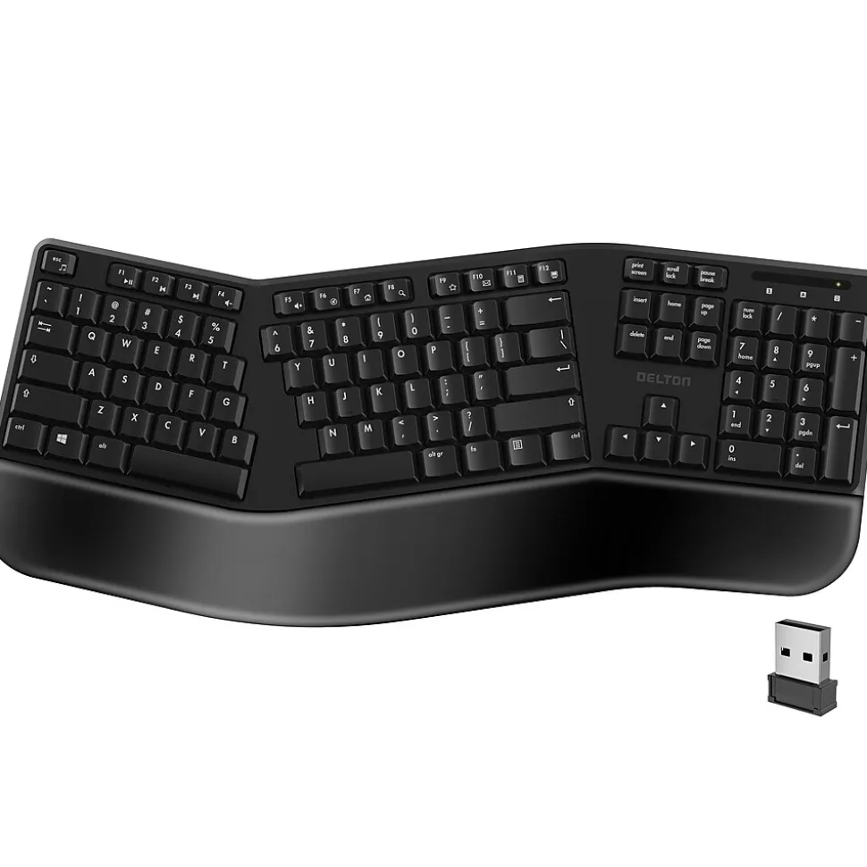 KB200 Wireless Ergonomic Keyboard, Black (DKBERG24G8-WB) | Delton Discount