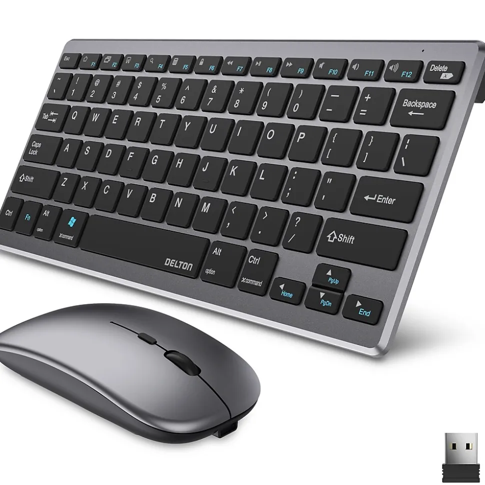 N35 Portable/Travel/Small Wireless Keyboard and Mouse Combo, Silver (DKMKITMIN35-WB) | Delton Best