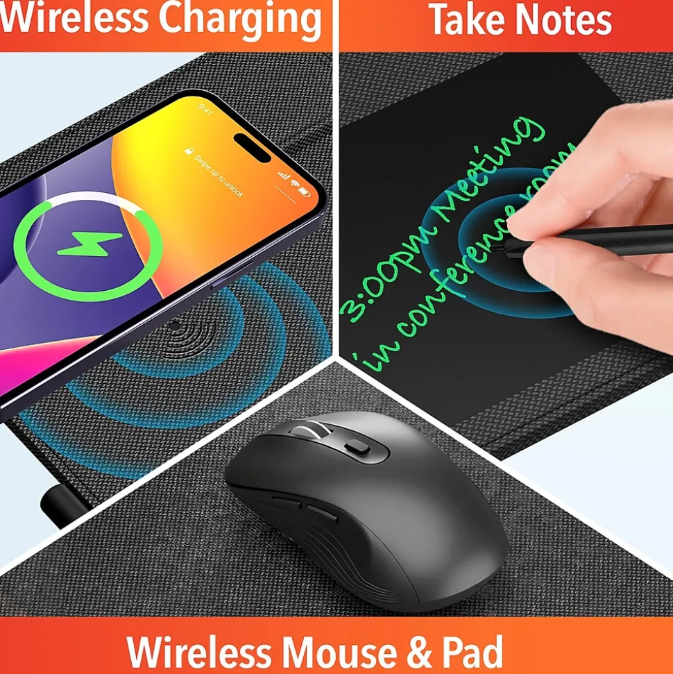 S8/D101 Wireless Optical 2.4 GHz Mouse and Non-Skid Mouse Pad, Black (DMMPADKIT101) | Delton Best