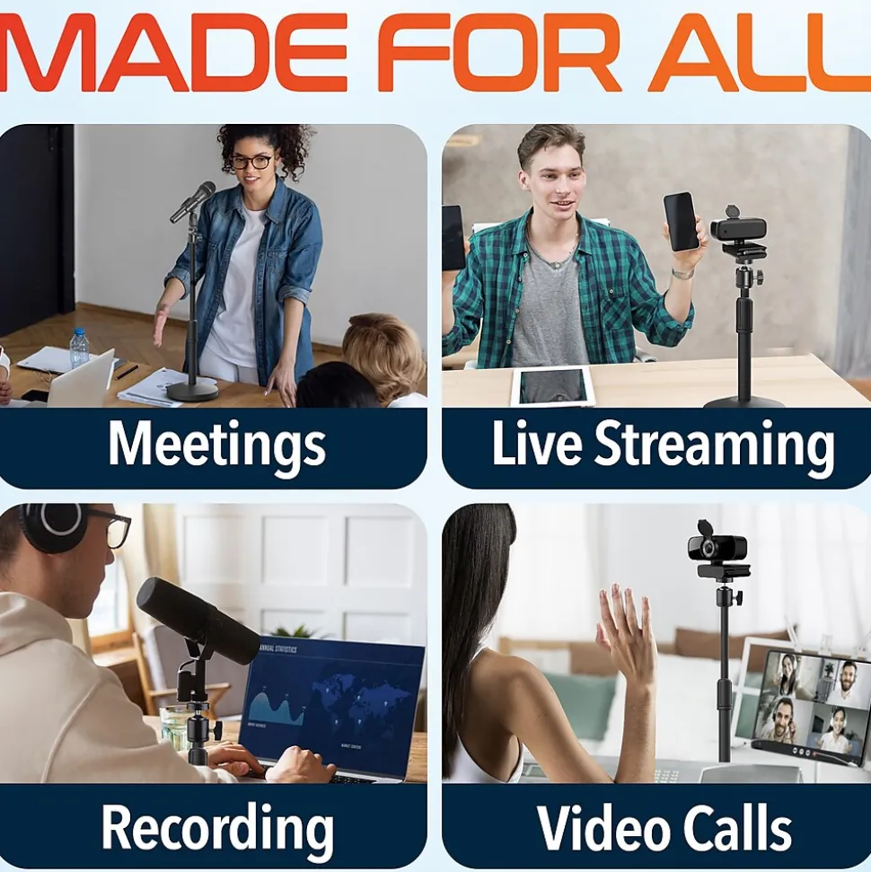 T301 360° Webcam Stand, Camera Stand for Video Calls/Streaming/Recording, Black (DCT301) | Delton Cheap