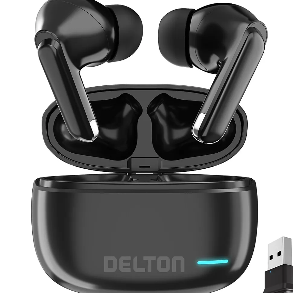 T70 Wireless Noise Canceling Bluetooth Computer Earbuds, Black (DBHT70) | Delton Store
