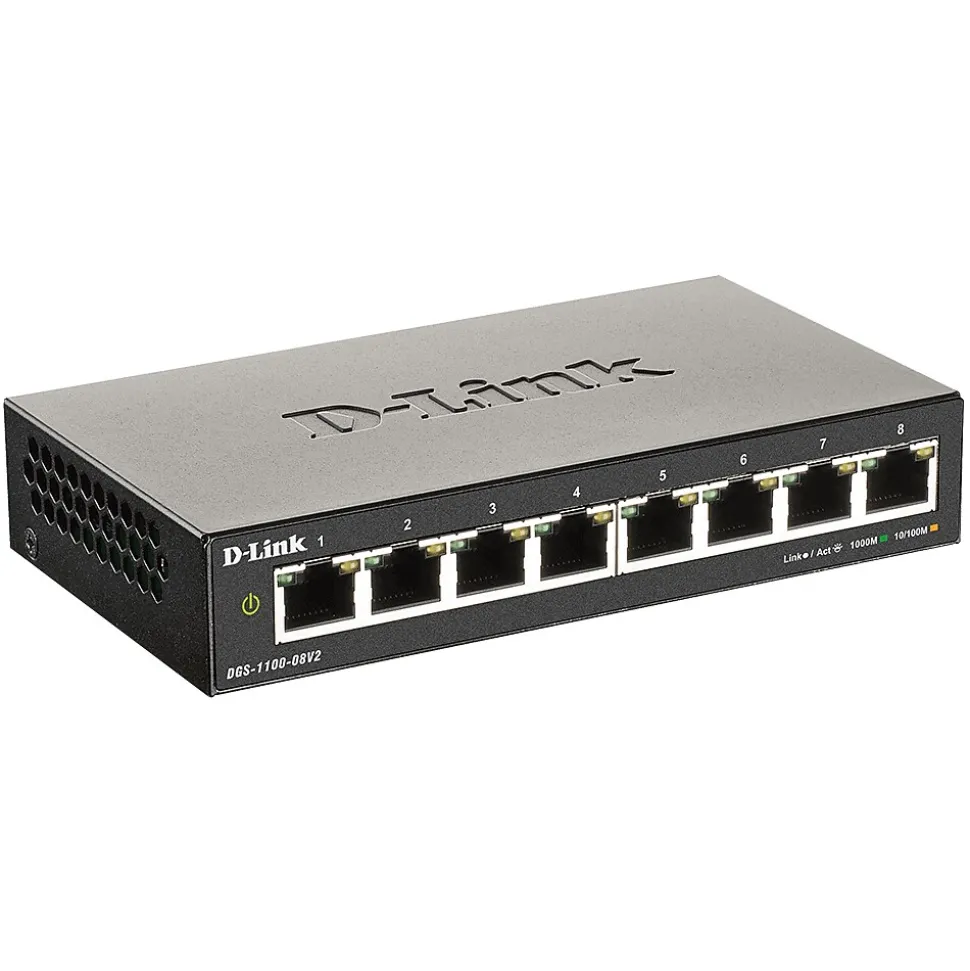 DGS-1100 Series 8-Port Gigabit Ethernet Smart Switch, Black (DGS-1100-08V2) | D-Link Cheap