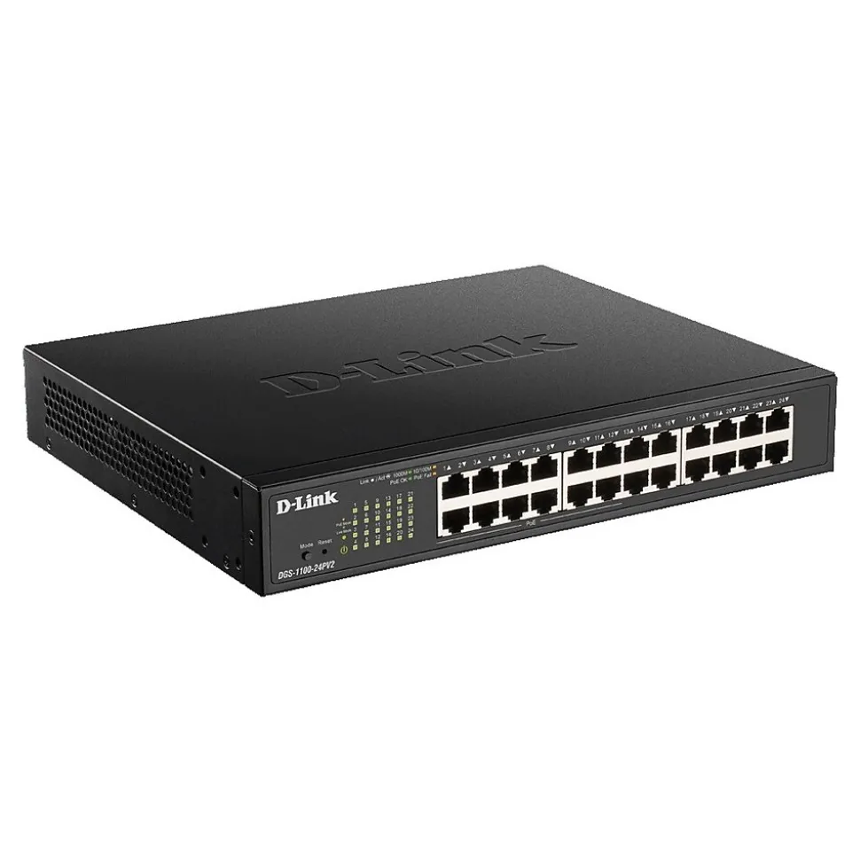 DGS-1100-24PV2 24 Ports Layer 2 Gigabit Ethernet PoE Switch Managed, Black | D-Link New