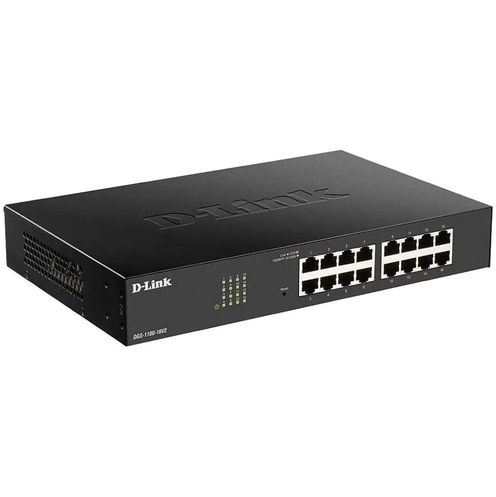 DGS-1100-16V2 16 Ports Layer 2 Gigabit Ethernet PoE Switch Managed, Black | D-Link New