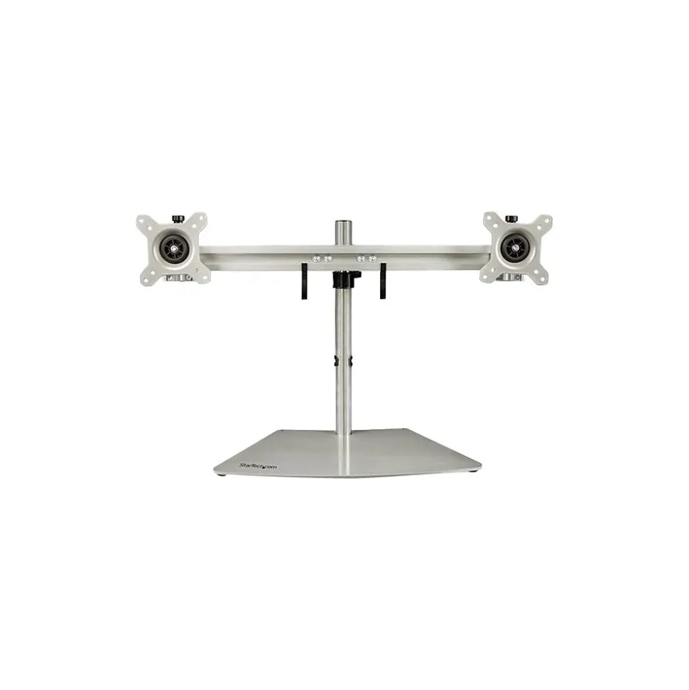 Dual Monitor Stand - Free Standing Desktop Pole Stand for 2x 24" VESA Mount Displays -Synchronized Height Adjustable - Silver | StarTech Best Sale
