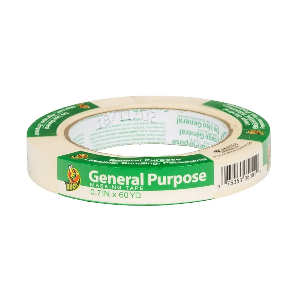 General Purpose Masking Tape, 0.7" x 60 yds., Beige (240188) | Duck Flash Sale