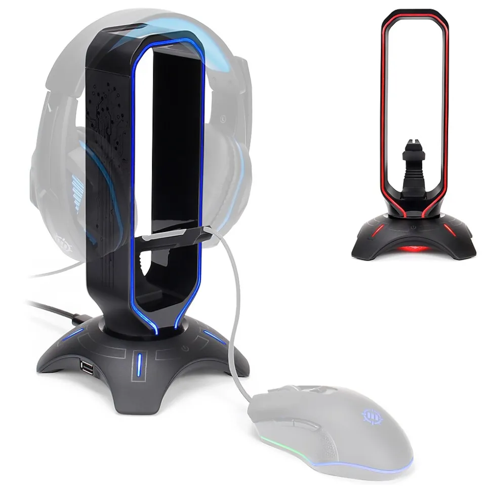 ENPCGXH100BKWS 3-in-1 Headset Stand with RGB Colors, USB Powered, Black | Enhance Shop
