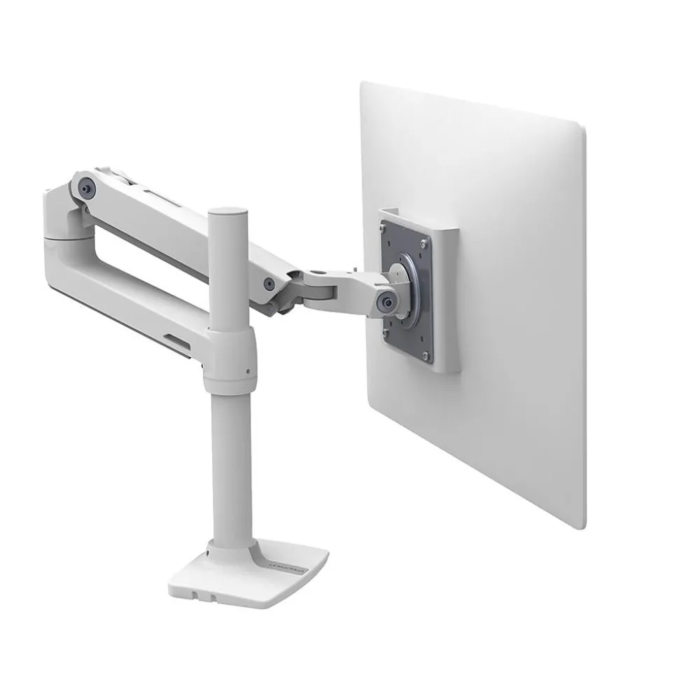 LX Desk Adjustable Single Arm Tall Pole with 2-Piece Clamp, 34" Screen Support, White (45-537-216) | Ergotron Sale