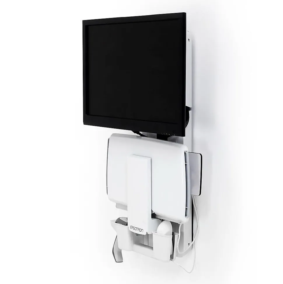 StyleView Sit-Stand Adjustable Single Arm Vertical Lift, Patient Room Mount, 24" Screen Support, White (61-080-062) | Ergotron Clearance