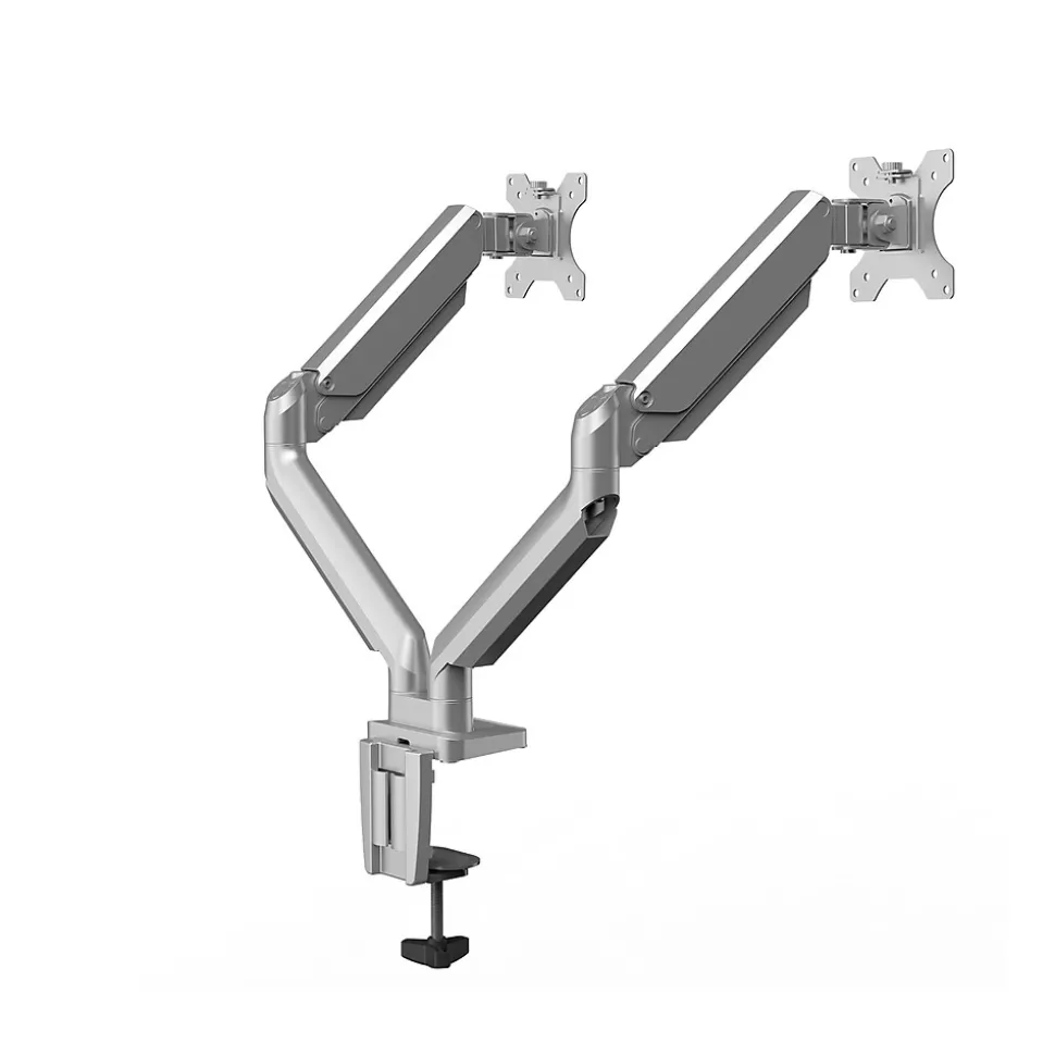 Platinum Series Adjustable Dual Arms, Up to 32" Monitor, Silver (8056501) | Fellowes Clearance