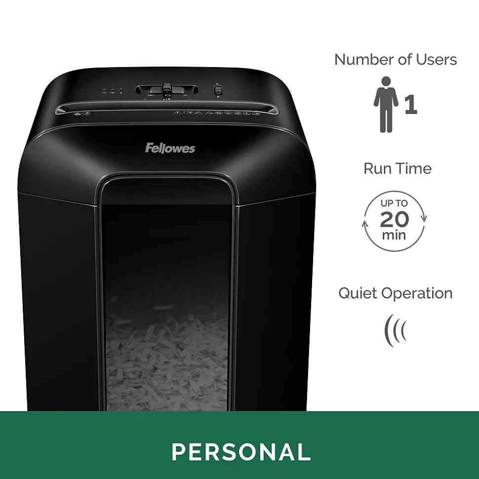 Powershred LX85 12-Sheet Cross Cut Personal Paper Shredder (FEL4400401) | Fellowes Clearance