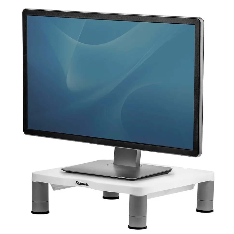 Standard Adjustable Monitor Riser, Up to 32", Platinum (91712) | Fellowes Clearance