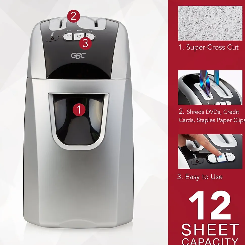 EX12-05 12-Sheet Cross Cut Personal Shredder (1757390) | GBC Clearance