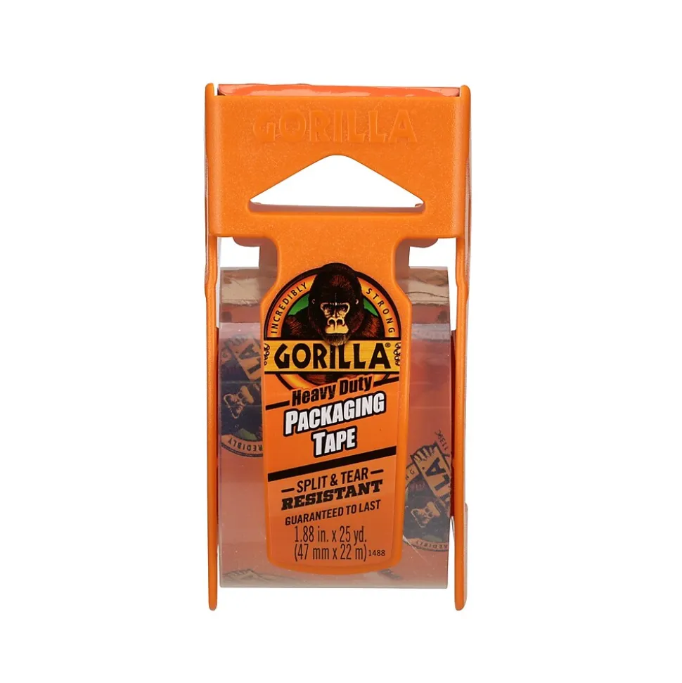 Heavy Duty Packing Tape with Dispenser, 1.88" x 25 yds., Clear, 4/Pack (102680) | Gorilla Hot