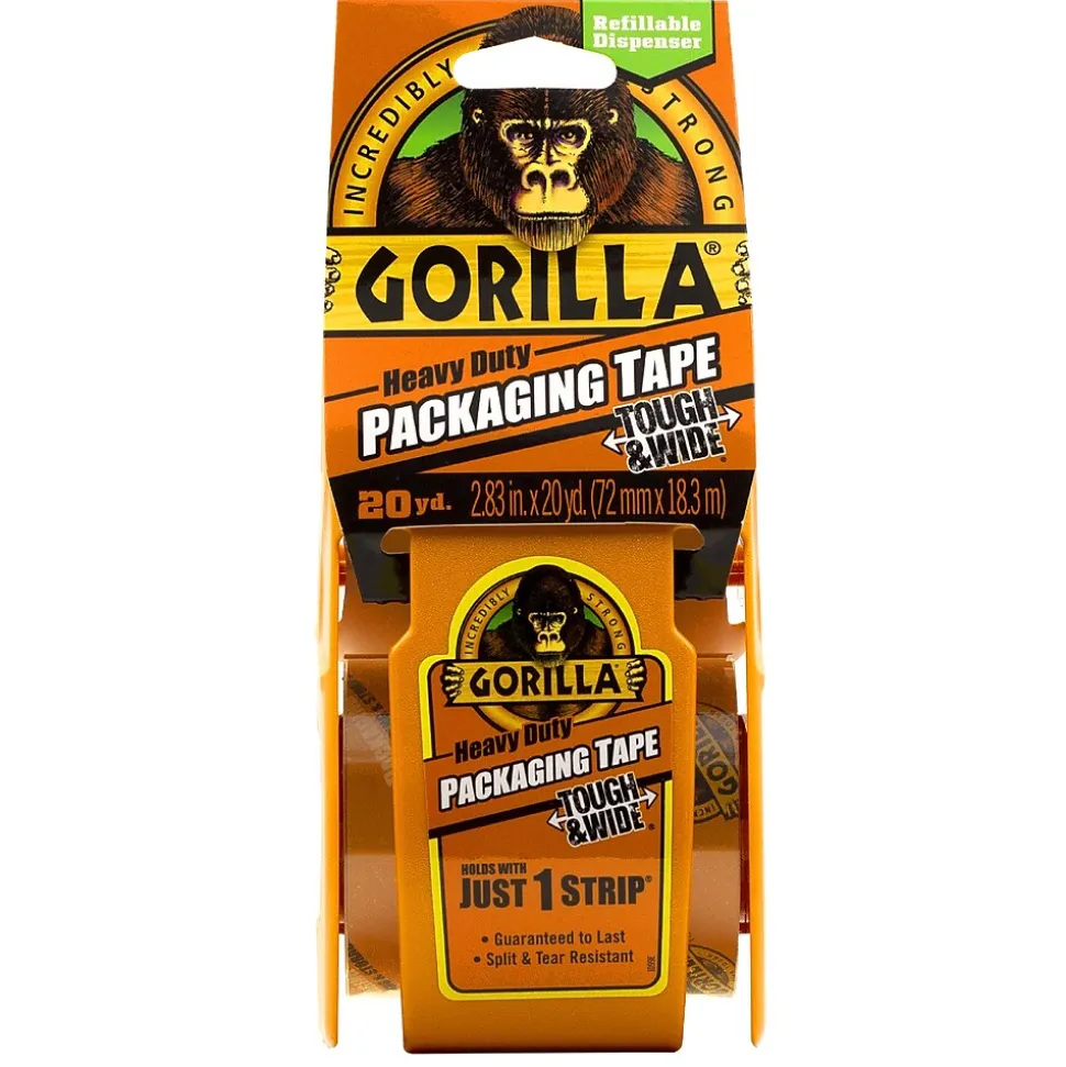 Heavy Duty Tough & Wide Packaging Tape with Dispenser, 2.88" x 20 yds., Clear (6020001) | Gorilla Hot