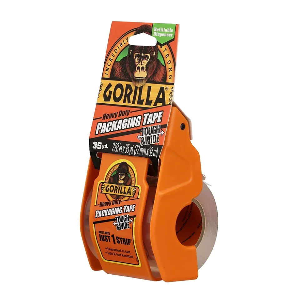 Heavy Duty Tough & Wide Packaging Tape with Dispenser, 2.88" x 35 yds., Clear (6045002) | Gorilla Hot