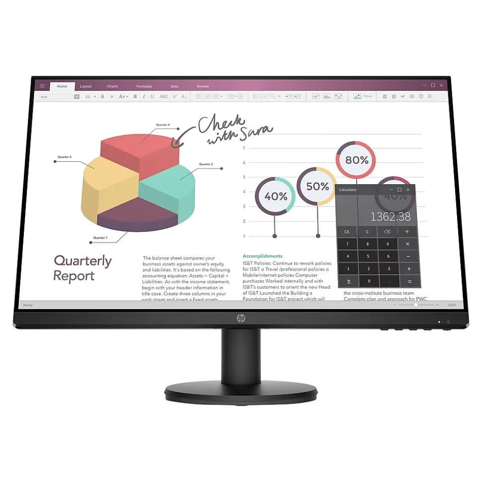 P24v G4 23.8" LED Monitor, Black (9TT78A6#ABA) | HP Store