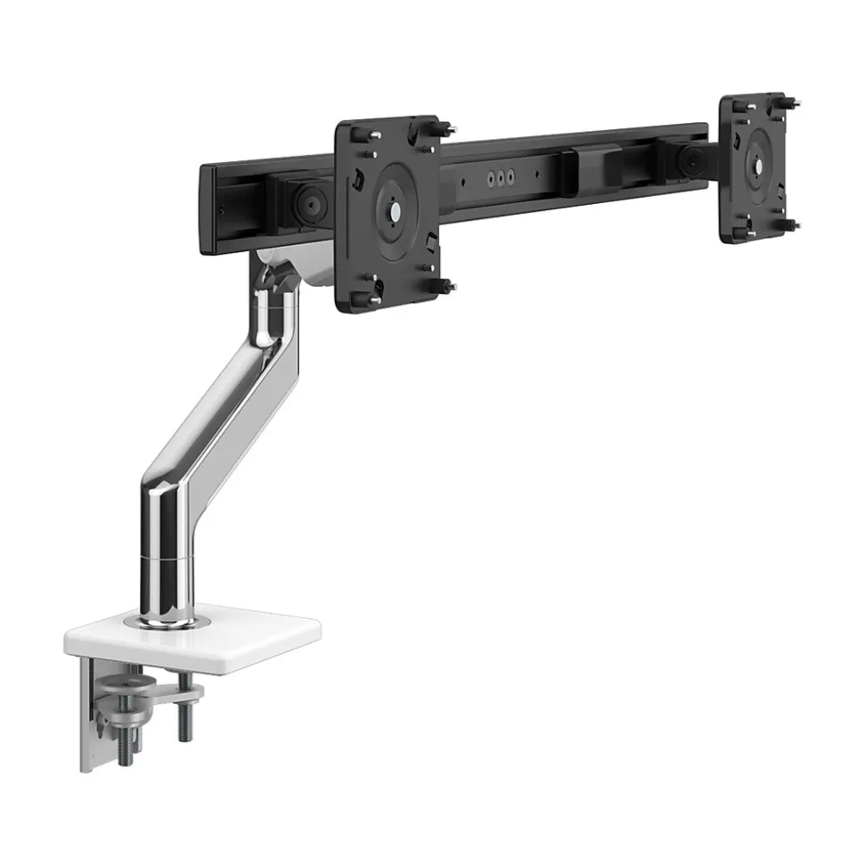 Adjustable Dual Monitor Arm, Polished Aluminum/White (M81CMWB2B.WFH) | Humanscale Best Sale