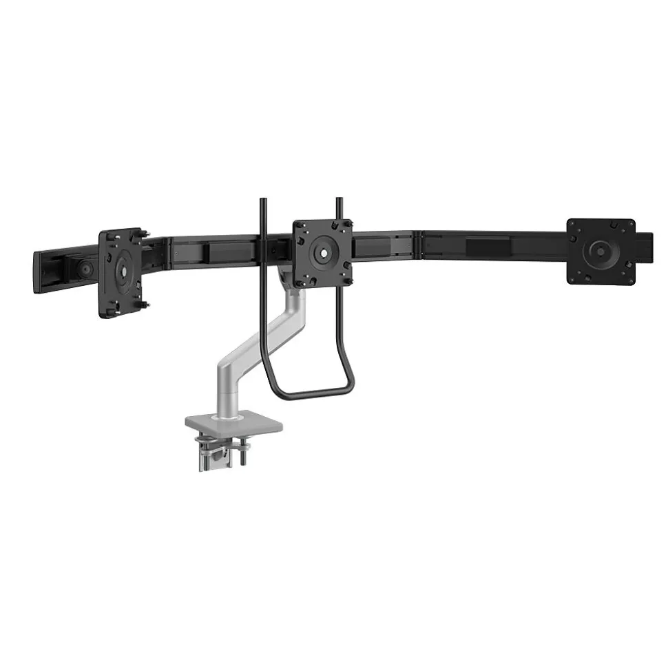 M10 Adjustable Triple Monitor Arm with Crossbar and Handle, up to 26.5" Monitors, Silver (M13HBS) | Humanscale New