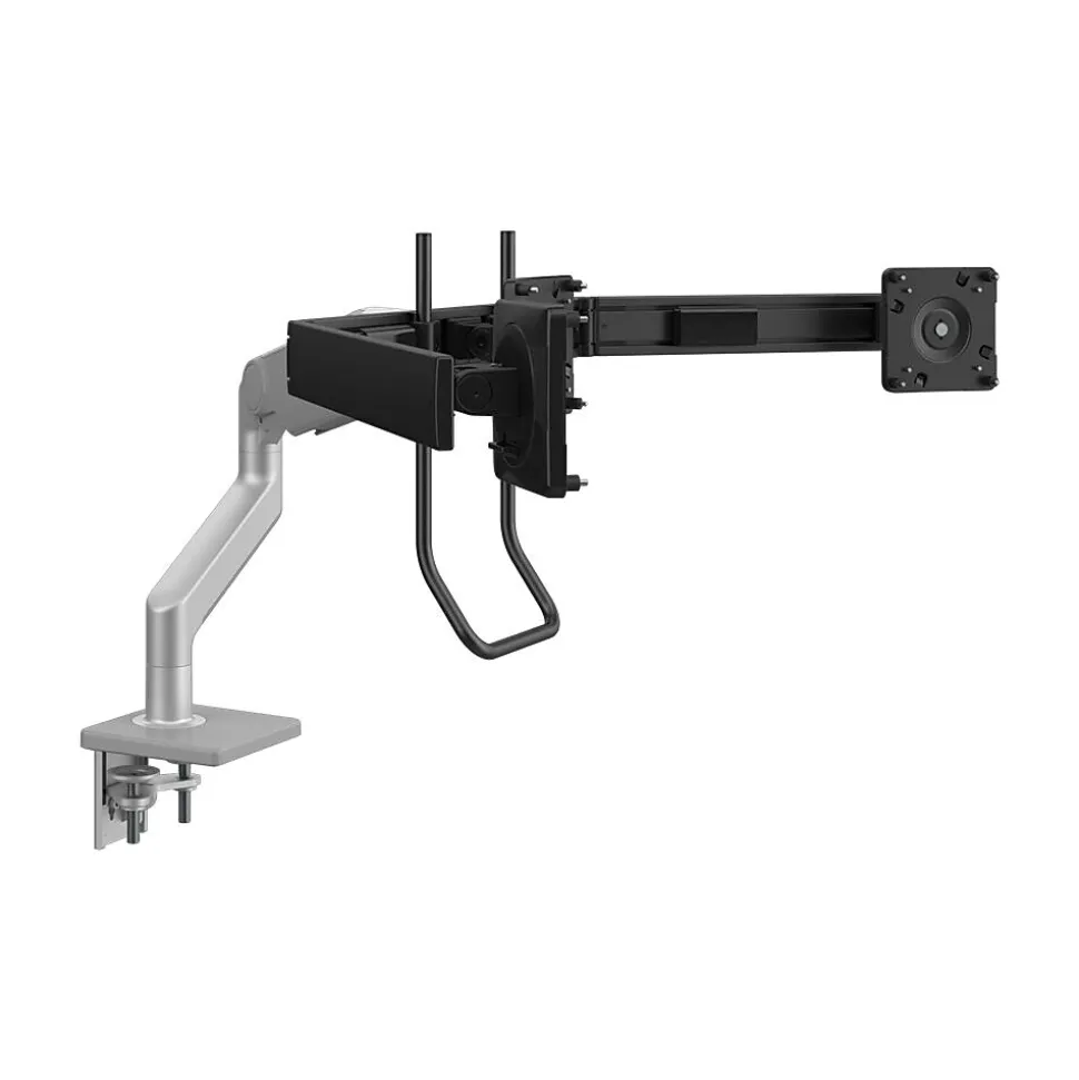 M10 Adjustable Triple Monitor Arm with Crossbar and Handle, up to 26.5" Monitors, Silver (M13HBS) | Humanscale New