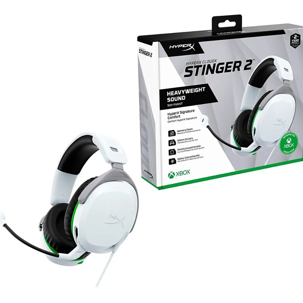 CloudX Stinger 2 3.5mm Noise Canceling Stereo Gaming Headset, UC Certified, White (75X28AA) | HyperX Cheap