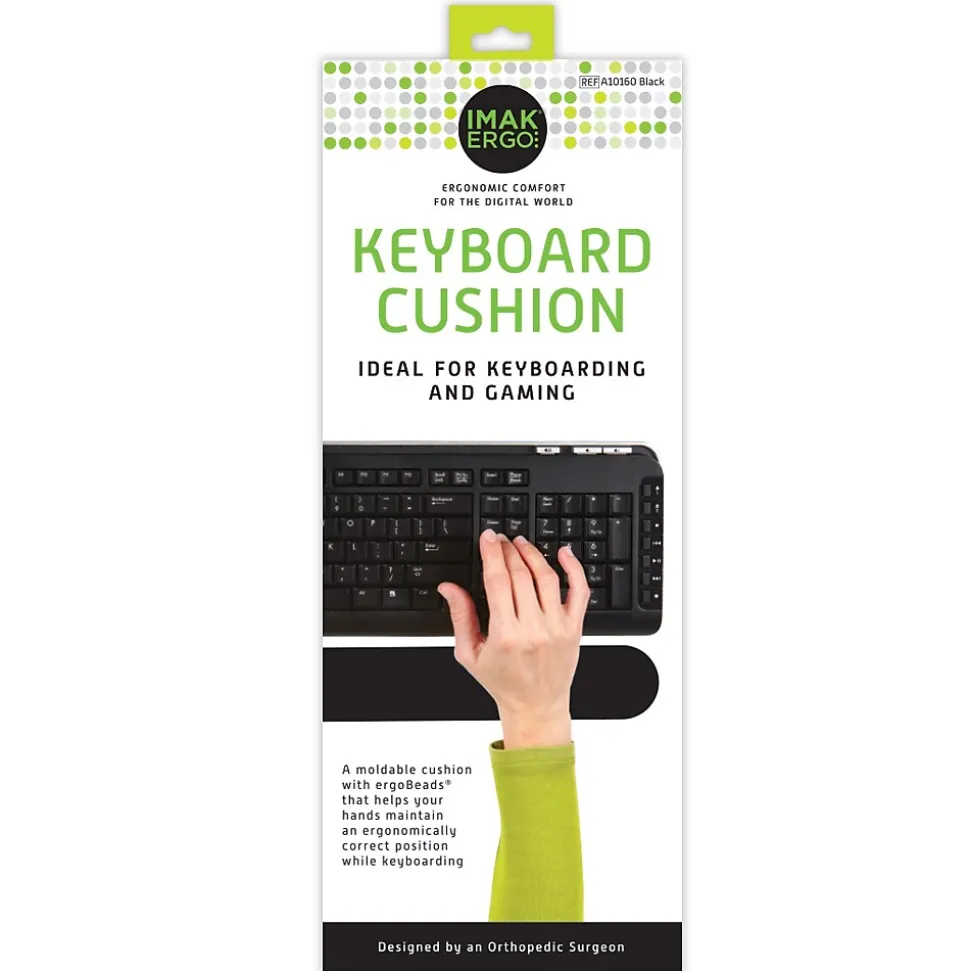 Cushion Keyboard Ergobeads Wrist Rest, Non-Skid Base, Black (A10160) | IMAK Clearance