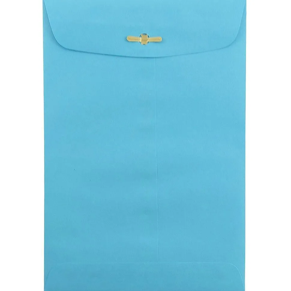 6 x 9 Open End Catalog Colored Envelopes with Clasp Closure, Blue Recycled, 100/Pack (V0128123) | JAM Paper Store