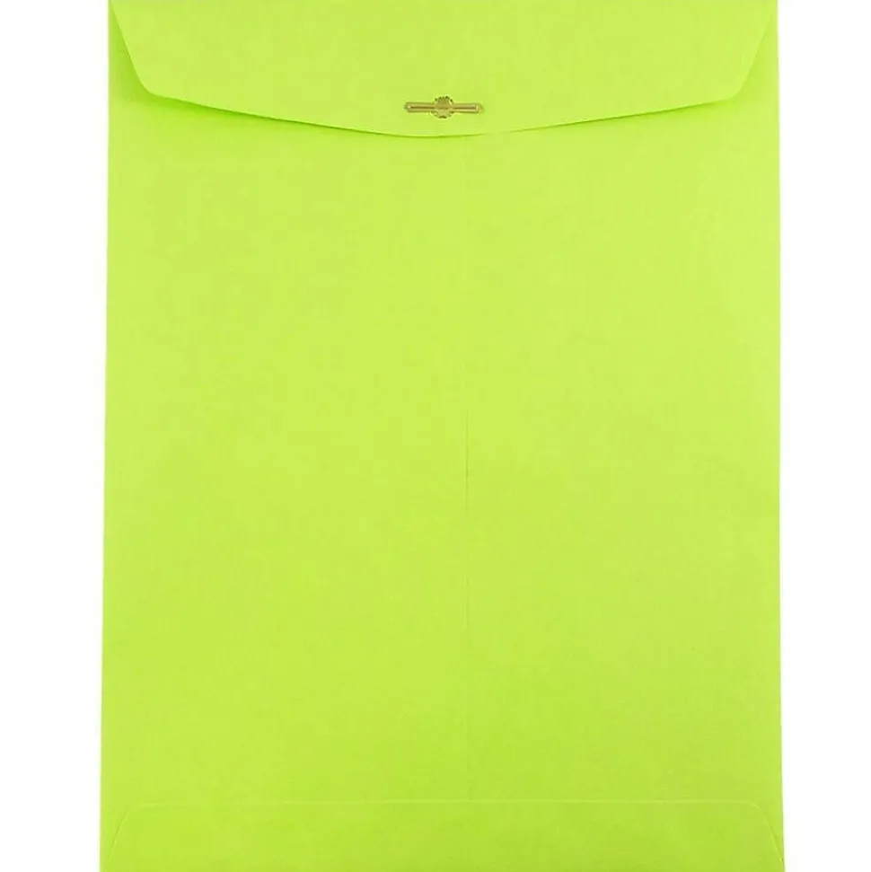 9" x 12" Open End Catalog Colored Envelopes with Clasp Closure, Ultra Lime Green, 10/Pack (900835395B) | JAM Paper Sale