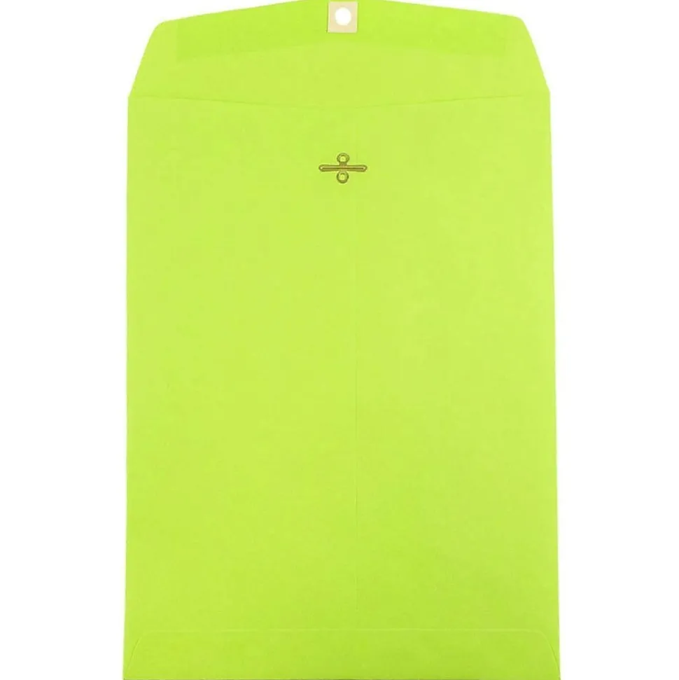 9" x 12" Open End Catalog Colored Envelopes with Clasp Closure, Ultra Lime Green, 10/Pack (900835395B) | JAM Paper Sale