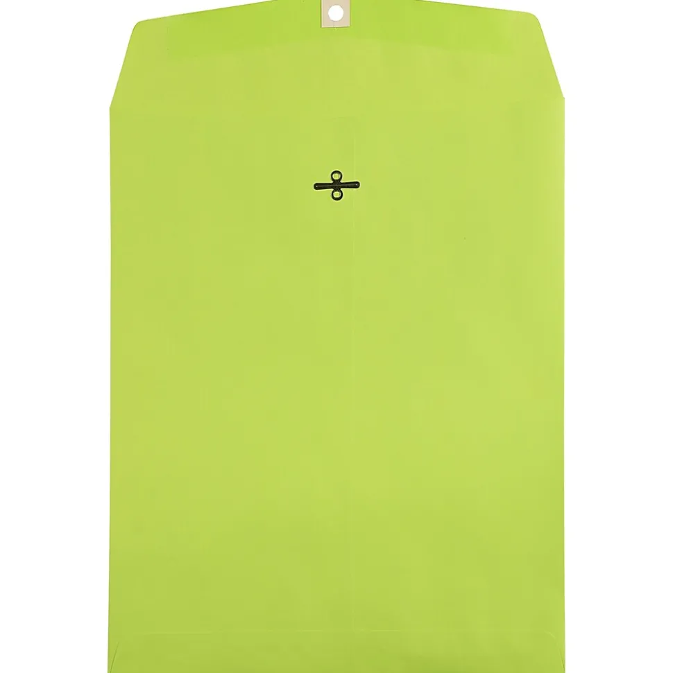 10 x 13 Open End Catalog Colored Envelopes with Clasp Closure, Ultra Lime Green, 100/Pack (V0128186) | JAM Paper Best Sale