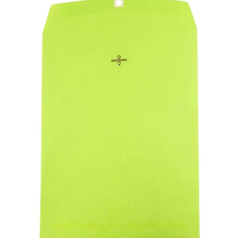 10" x 13" Open End Catalog Colored Envelopes with Clasp Closure, Ultra Lime Green, 10/Pack (V0128186B) | JAM Paper Store