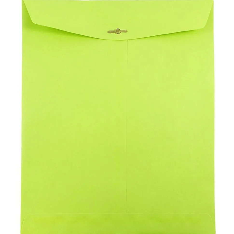10" x 13" Open End Catalog Colored Envelopes with Clasp Closure, Ultra Lime Green, 10/Pack (V0128186B) | JAM Paper Store