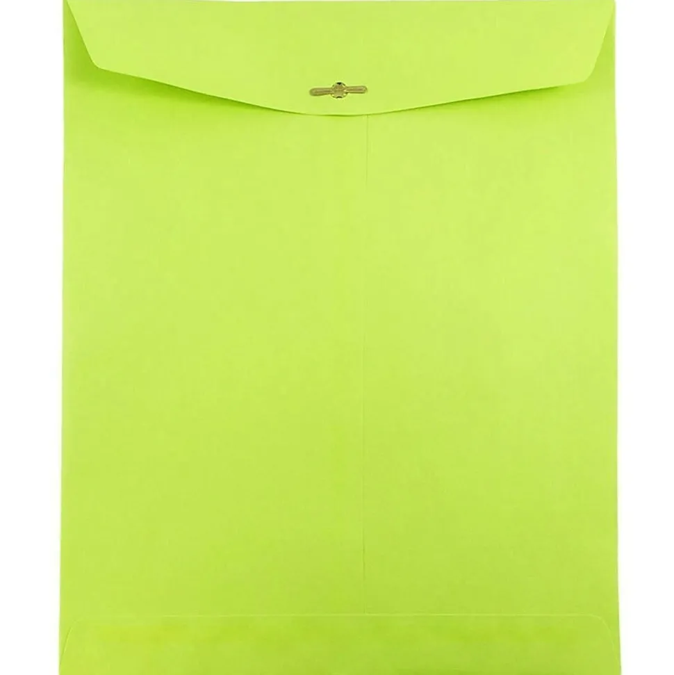 10 x 13 Open End Catalog Colored Envelopes with Clasp Closure, Ultra Lime Green, 50/Pack (v0128186i) | JAM Paper New