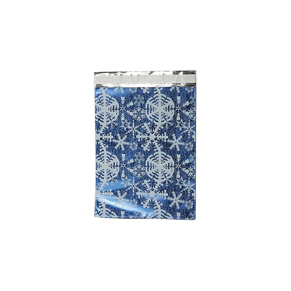 9 x 12 Open End Catalog Foil Envelopes with Self-Adhesive Closure, Blue with White Snowflakes, 25/Pack (1333310) | JAM Paper New