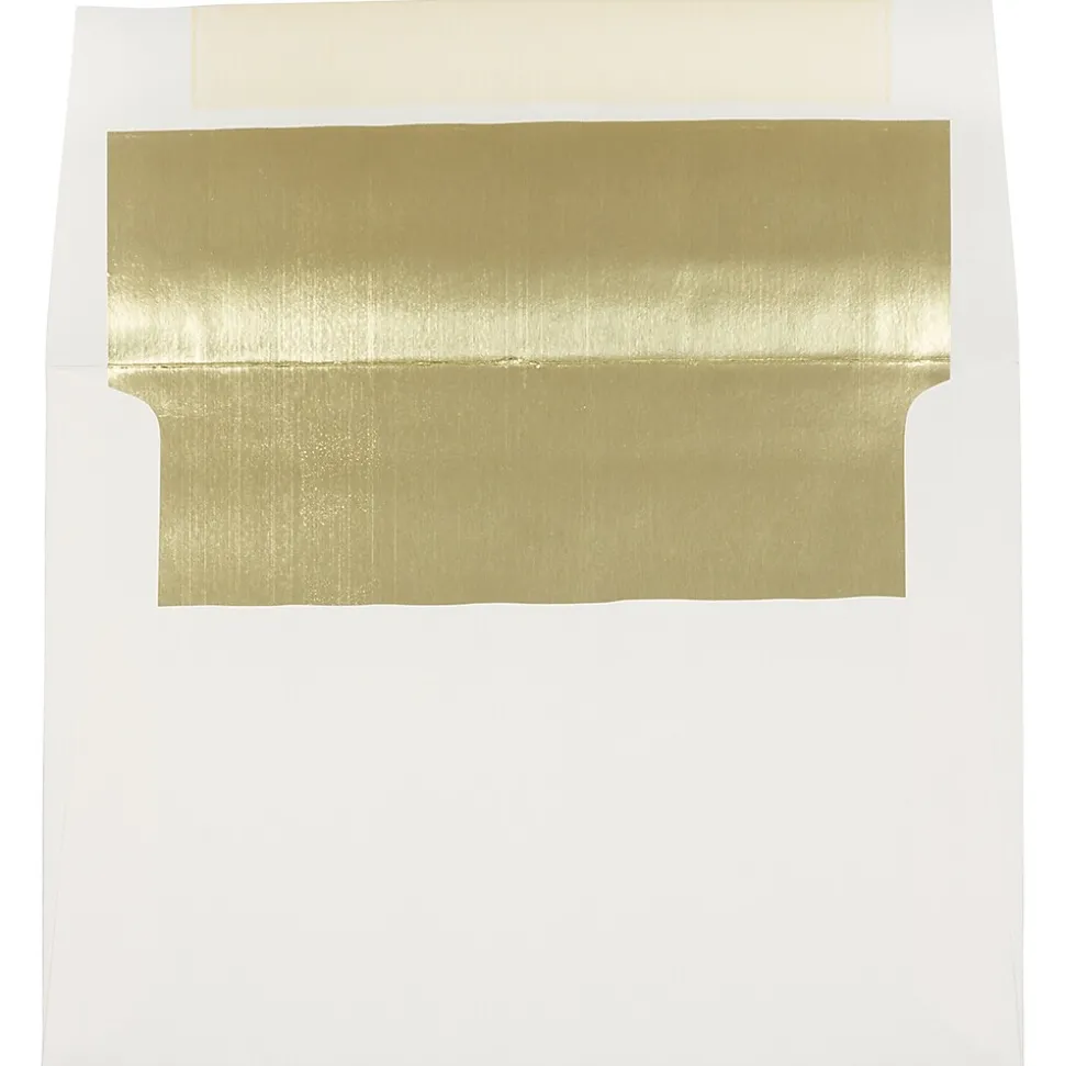 A7 Foil Lined Invitation Envelopes, 5.25 x 7.25, Ecru with Gold Foil, 50/Pack (2354150I) | JAM Paper Shop