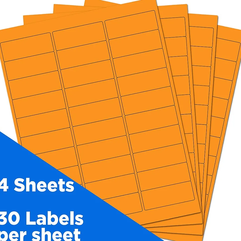 Laser/Inkjet Address Labels, 1" x 2 5/8", , 30 Labels/Sheet, 4 Sheets/Pack (35432814) | JAM Paper Cheap