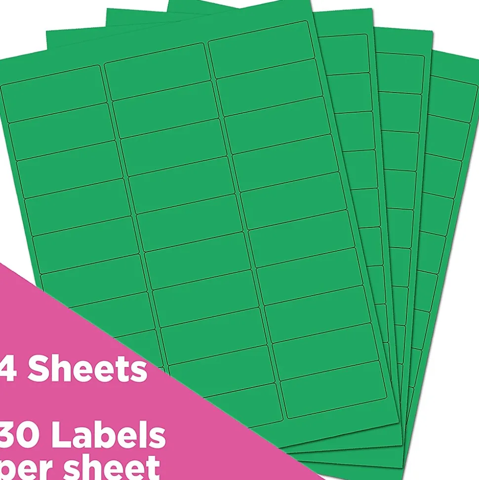 Laser/Inkjet Mailing Address Label, 1" x 2 5/8", , 30 Labels/Sheet, 4 Sheets/Pack (302725772) | JAM Paper New