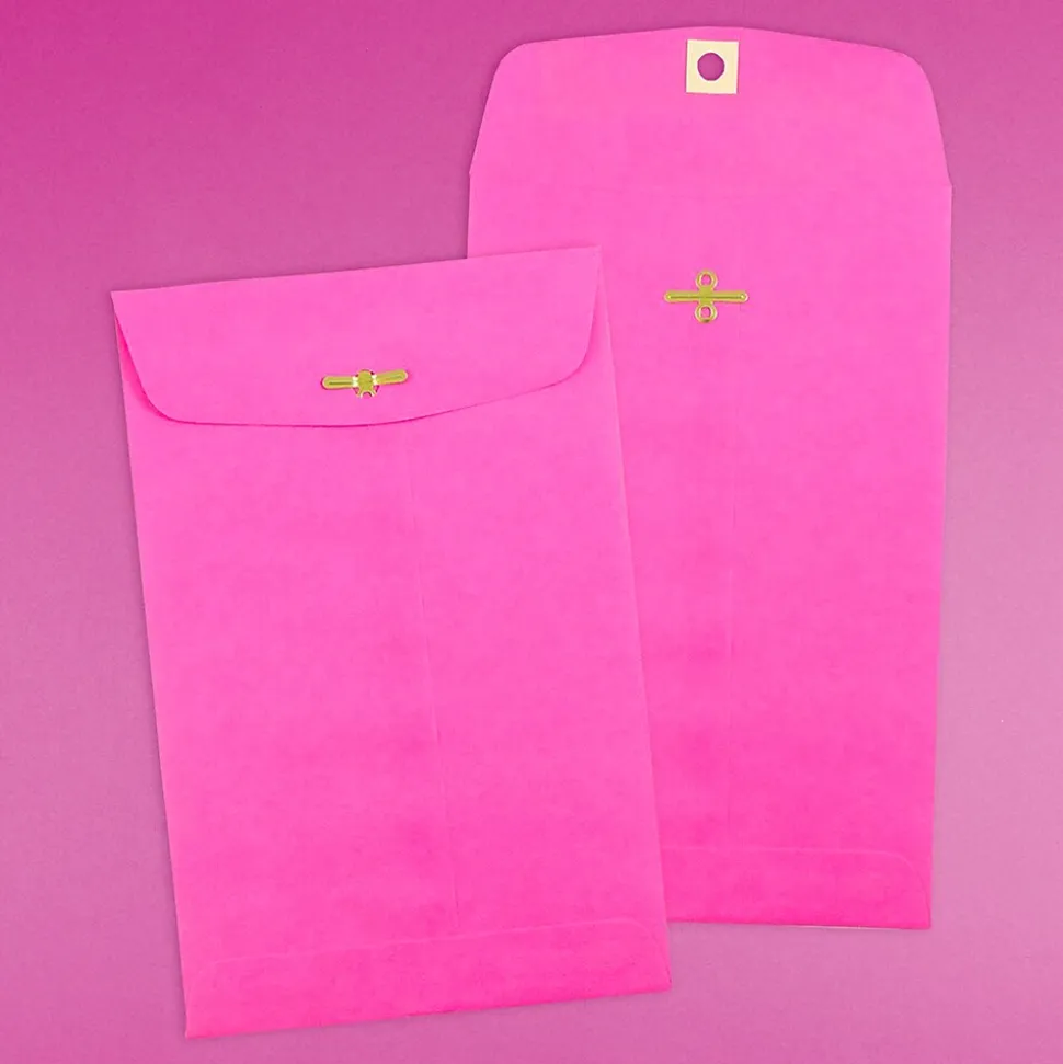Open End Clasp #1 Catalog Envelope, 6" x 9", Fuchsia Pink, 100/Box (900909024) | JAM Paper New