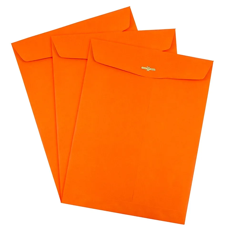 Open End Clasp #13 Catalog Envelope, 10" x 13", Orange, 100/Box (913745) | JAM Paper Hot