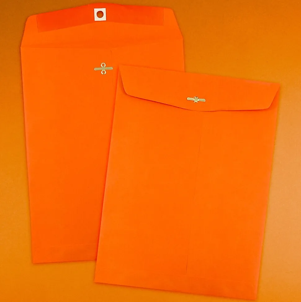 Open End Clasp #13 Catalog Envelope, 10" x 13", Orange, 100/Box (913745) | JAM Paper Hot