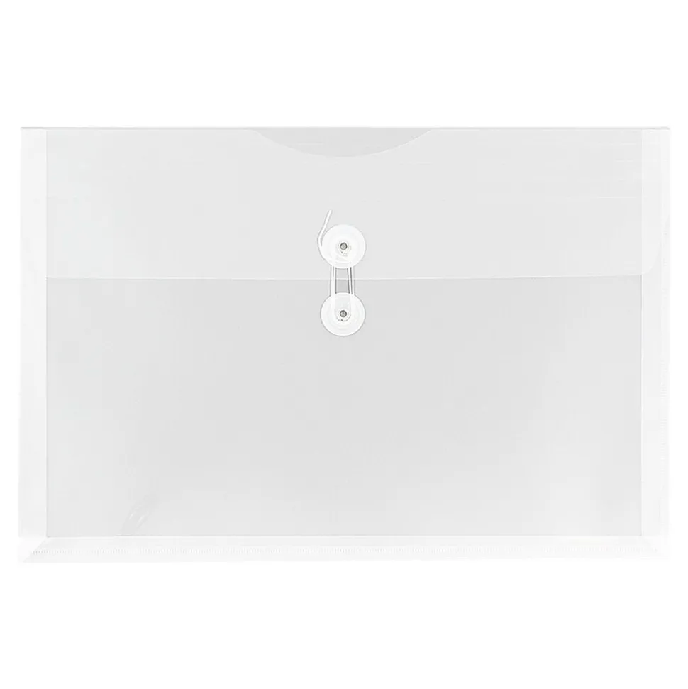 Plastic Envelopes with Button and String Tie Closure, Legal Size, Clear, 12/Pack (219B1CL) | JAM Paper Outlet