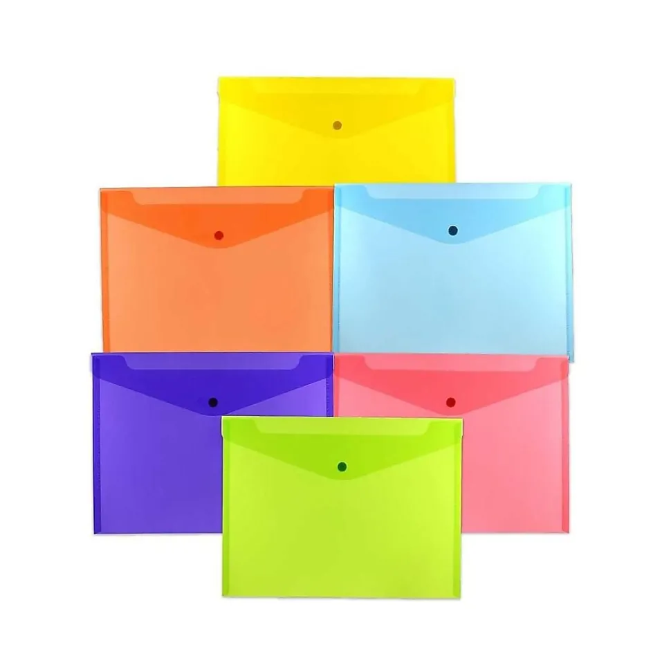 Plastic Envelopes with Snap Closure, Letter Size, Assorted Colors, 6/Pack (218S0RGBYPCL) | JAM Paper Cheap