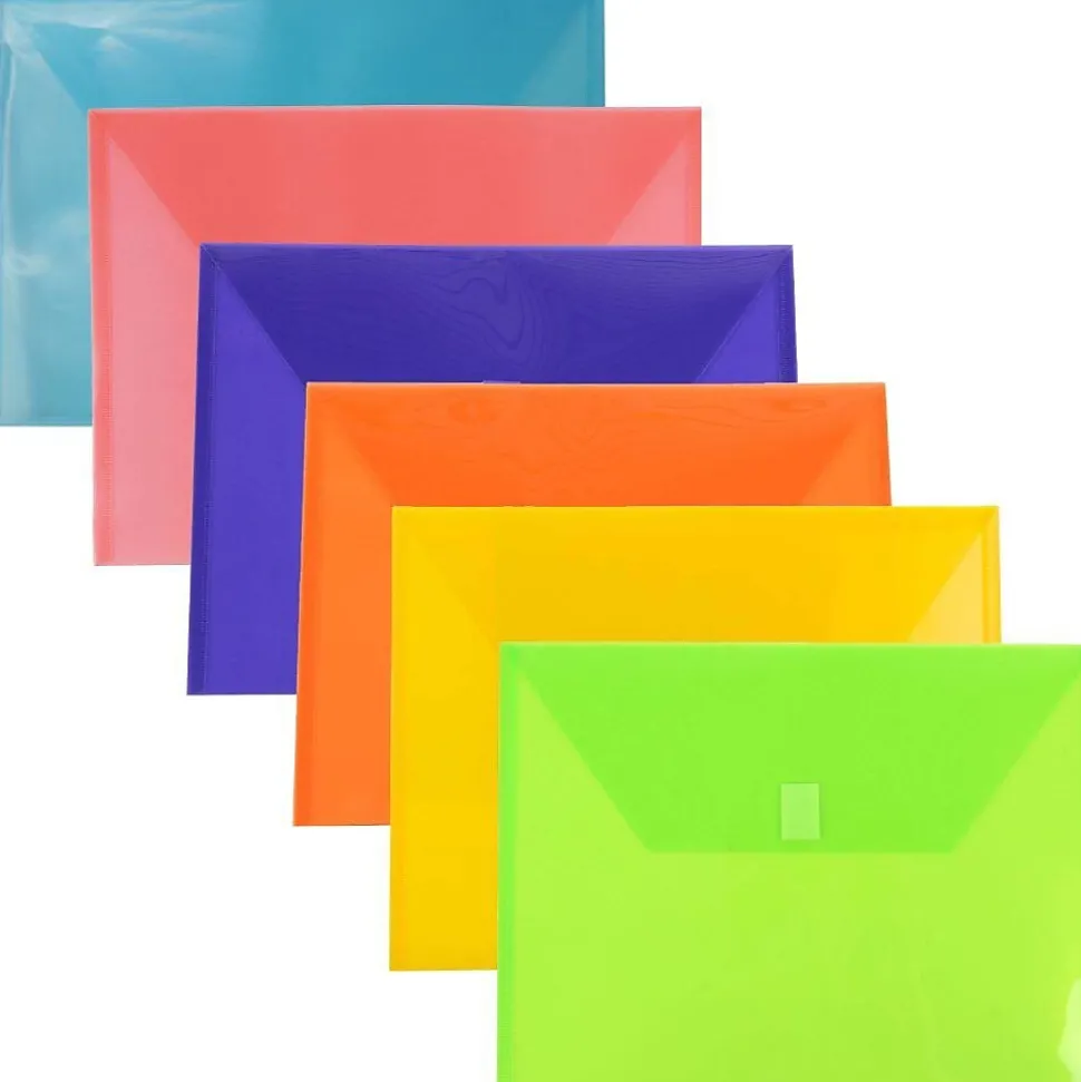 Plastic File Pocket, Letter Size, Assorted, 6/Pack (218V0ASSRT) | JAM Paper Sale