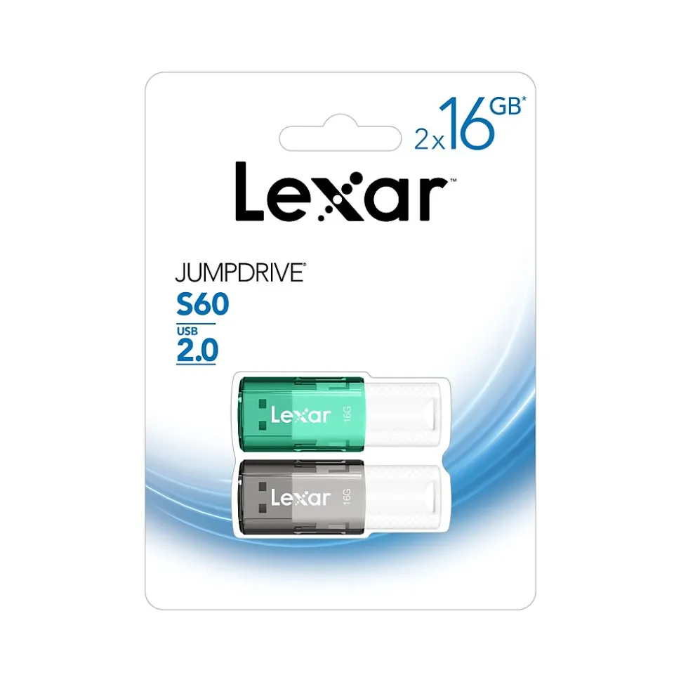 JumpDrive S60 16GB USB 2.0 Flash Drive, 2/Pack (LJDS60-16GB2NNU) | Lexar Clearance