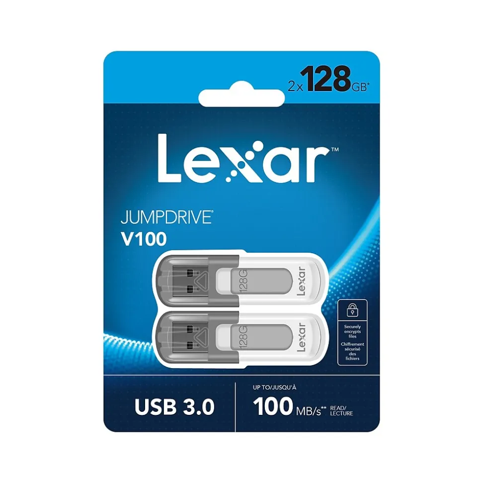 JumpDrive V100 128GB USB 3.0 Flash Drive, Gray, 2/Pack (LJDV100128G-B2HNU) | Lexar Outlet