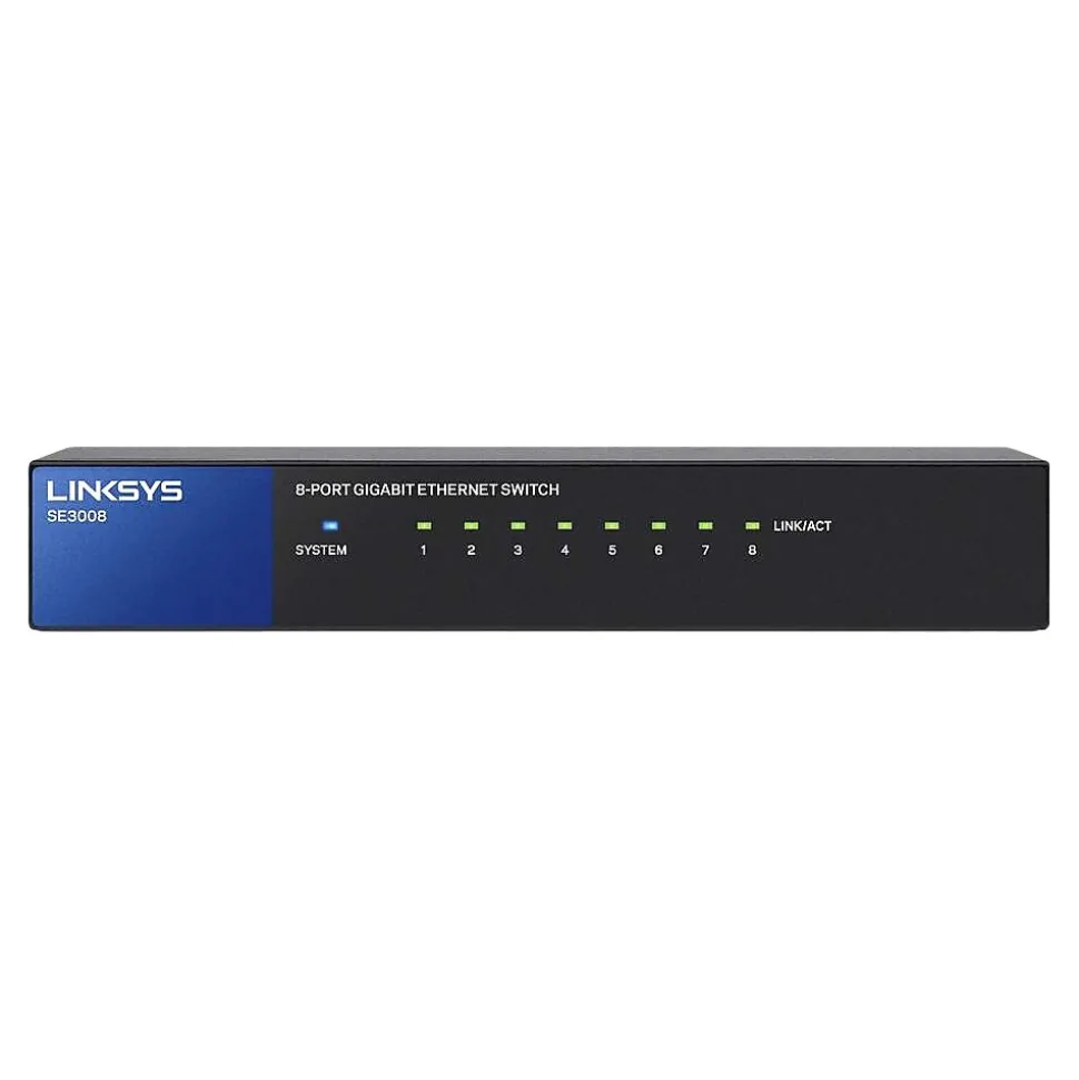 8-Port Gigabit Ethernet Unmanaged Switch, Black (SE3008) | Linksys Discount