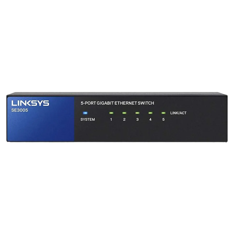 5-Port Gigabit Ethernet Unmanaged Switch, Black (SE3005) | Linksys Flash Sale