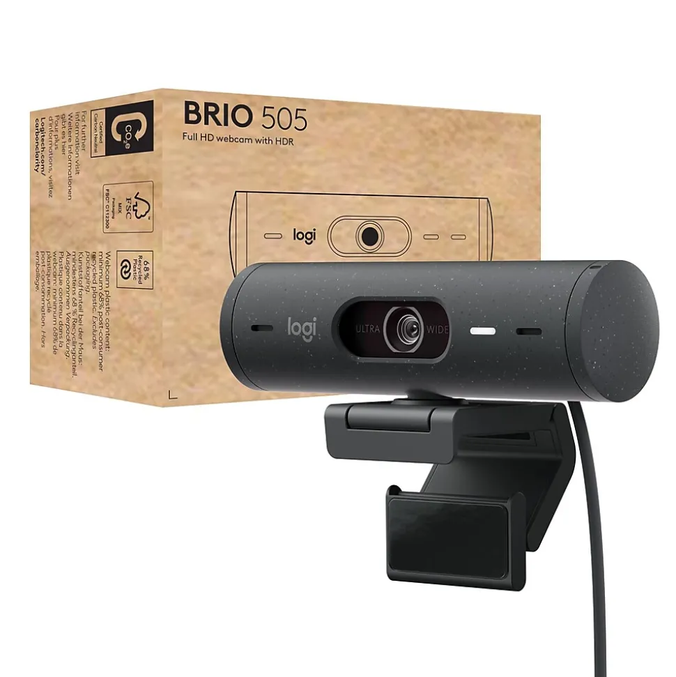 Brio 505 HD 1080p Webcam, 4 Megapixels, Graphite (960-001522) | Logitech Cheap